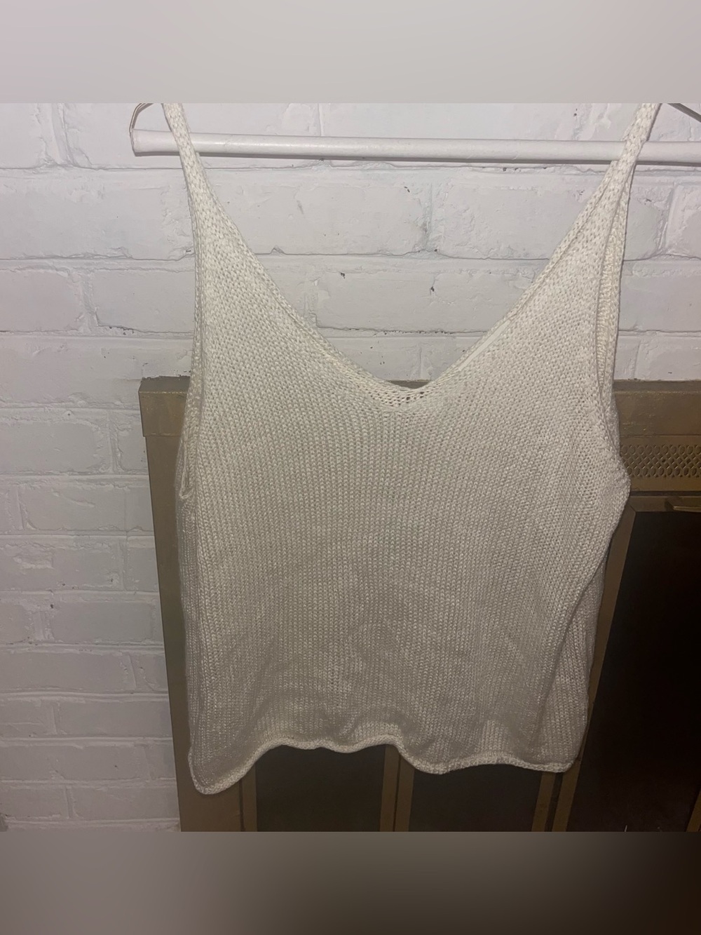 H&M Cream Off-White Fine Knit V-Neck Cami Tank Top Size Large